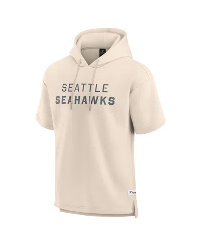 Fanatics Men'sâ Cream Seattle Seahawks Elements Future Ground Lettering Short Sleeve Pullover Hoodie In Neutral