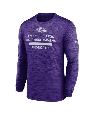 Nike Purple Baltimore Ravens Sideline Velocity Performance Long Sleeve T-shirt In Blue