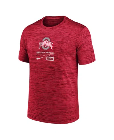 Nike Scarlet Ohio State Buckeyes Campus Center Block Velocity Performance T-shirt In Red
