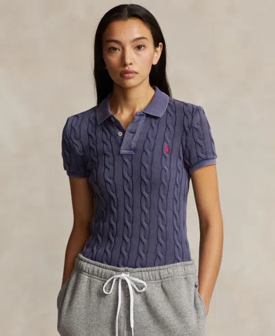 Polo Ralph Lauren Cotton Polo Shirt With Embroidered Logo In Blue