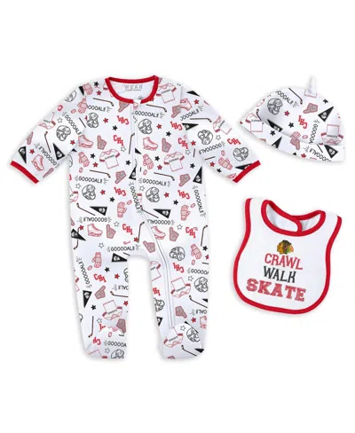 Wear By Erin Andrews Baby Boys And Girls Chicago Blackhawks Sleep And Play Sleeper With Bib Set In White
