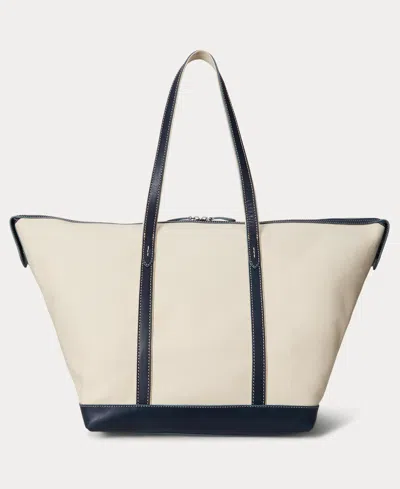 Polo Ralph Lauren Women's Leather-trim Canvas Large Shopper Tote