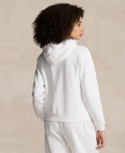 Polo Ralph Lauren Ribbed Cuff Long Sleeve Cotton Sweatshirt With Kangaroo Pocket In White