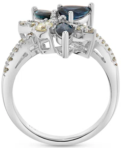 Macy's Sapphire (1-1/6 Ct. T.w.) & Diamond (1/2 Ct. T.w.) Statement Ring In 14k White Gold