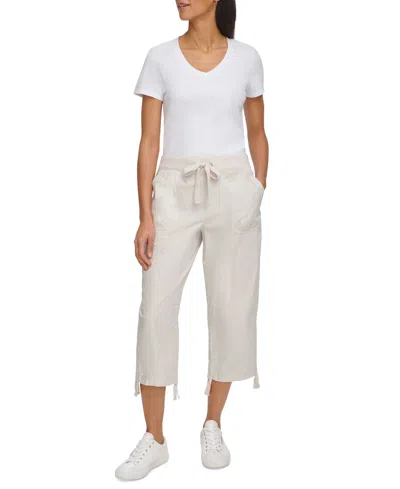 Calvin Klein Women's Convertible Cargo Capri Pants In Gray
