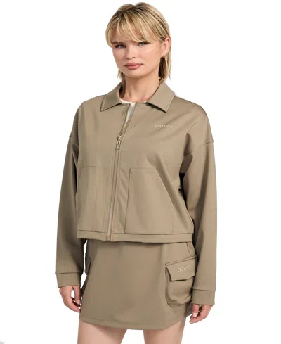 Guess Women's Carla Collared Zip-front Cropped Jacket