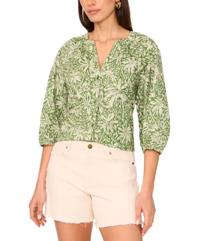 Vince Camuto Floral Button-up Shirt In Green