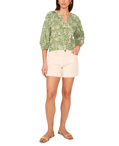 Vince Camuto Floral Button-up Shirt In Green