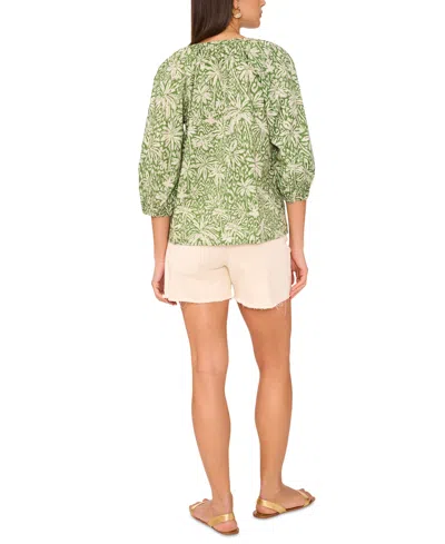 Vince Camuto Floral Button-up Shirt In Green