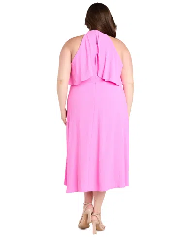R & M Richards Plus Size Solid-color Halter Dress In Pink