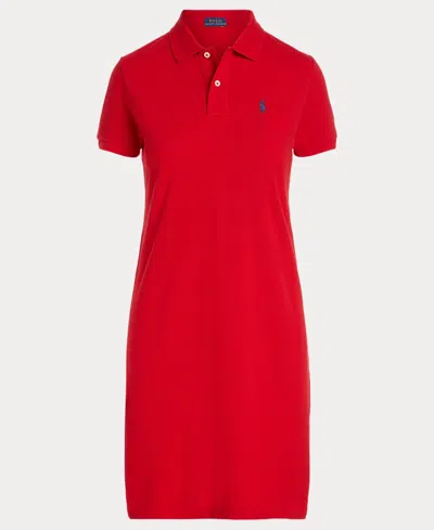 Polo Ralph Lauren Logo Embroidered Polo Neck Dress In Red