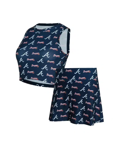 Concepts Sport Women'sâ 2-piece Navy Atlanta Braves Knit Tank Top And Skort Set