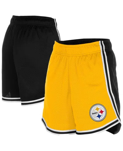 New Era Women's Gold/black Pittsburgh Steelers Sport Classics Mesh Shorts