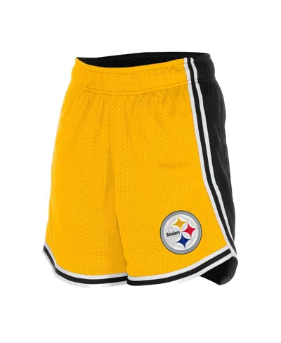 New Era Women's Gold/black Pittsburgh Steelers Sport Classics Mesh Shorts
