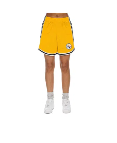 New Era Women's Gold/black Pittsburgh Steelers Sport Classics Mesh Shorts