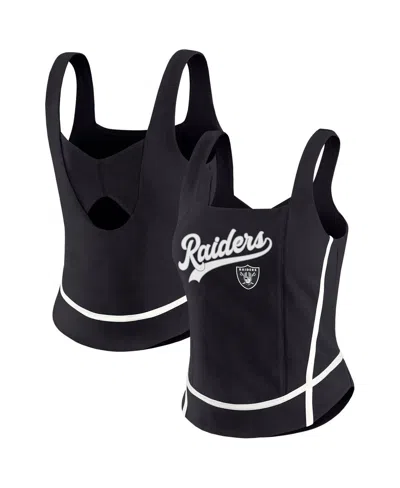 Wear By Erin Andrews Women's Black Las Vegas Raiders Square Neck Tank Top