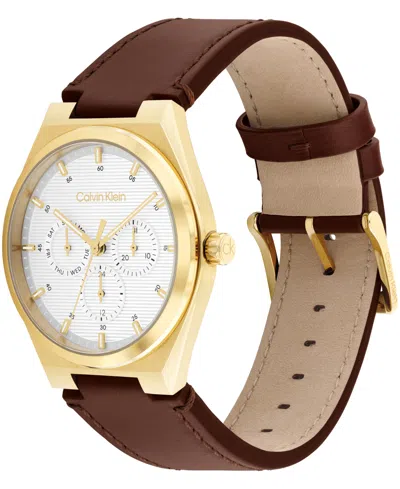 Calvin Klein Men's Brown Leather Strap Watch, 39mm