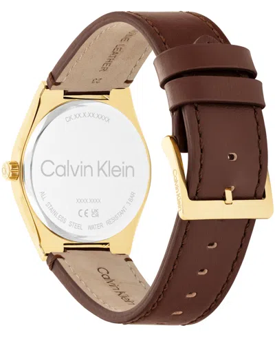 Calvin Klein Men's Brown Leather Strap Watch, 39mm