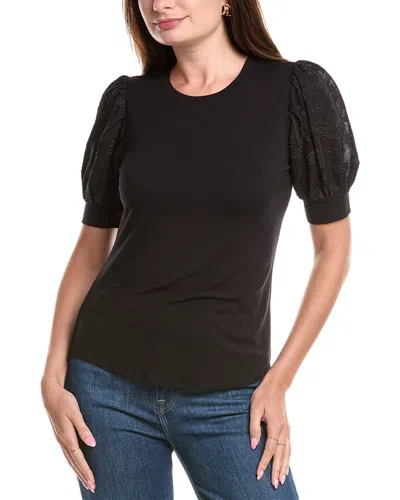 T Tahari Woven Top In Black