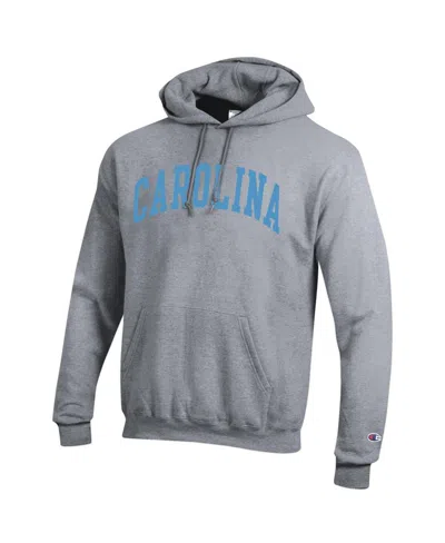 Champion Men's Heather Gray North Carolina Tar Heels Basic Arch Fleece Pullover Hoodie In Yellow
