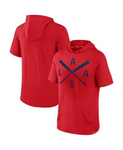 Fanatics Men's Red Los Angeles Angels Iconic Rebel Short Sleeve Hoodie In Red