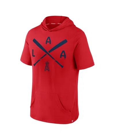 Fanatics Men's Red Los Angeles Angels Iconic Rebel Short Sleeve Hoodie In Red