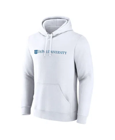 Fanatics Men'sâ White Depaul Blue Demons Primary Logo Pullover Hoodie In White