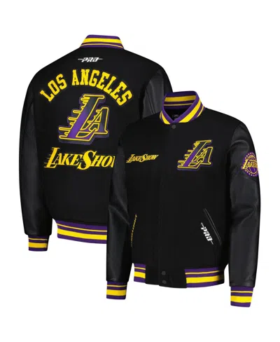Pro Standard Men's Black Los Angeles Lakers 2024/25 City Edition Wool Varsity Full-zip Jacket In Black