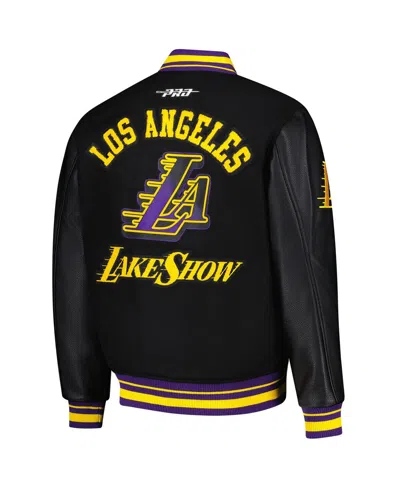 Pro Standard Men's Black Los Angeles Lakers 2024/25 City Edition Wool Varsity Full-zip Jacket In Black