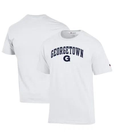 Champion Men'sâ White Georgetown Hoyas Arched Logo T-shirt In Gray