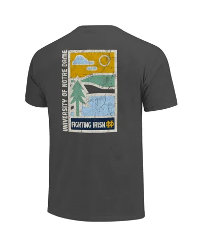 Image One Men's Graphite Notre Dame Fighting Irish Comfort Colors Minimal Vista Distressed Graphics T-shirt In Gray