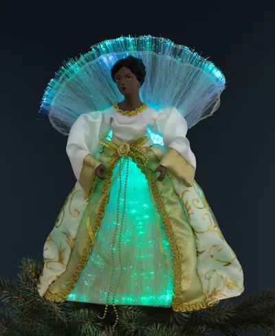 Northlight 12" Lighted Fiber Optic African American Angel Christmas Tree Topper In Yellow