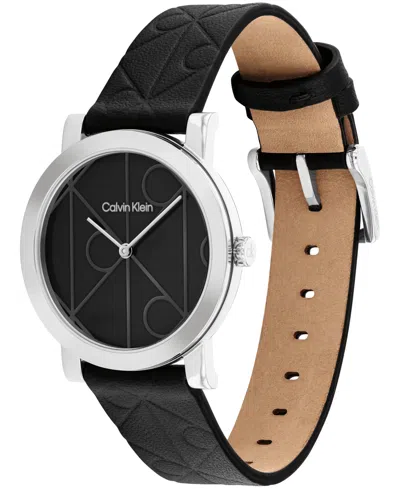 Calvin Klein Women's Black Leather Strap Watch, 32mm