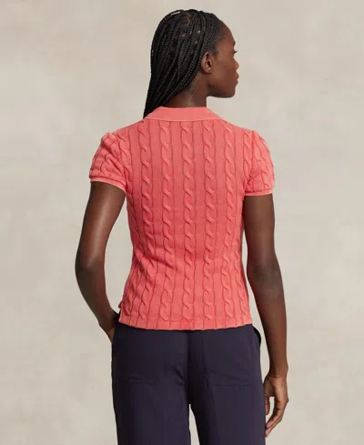 Polo Ralph Lauren Braided Cable Knit Polo Shirt In Red