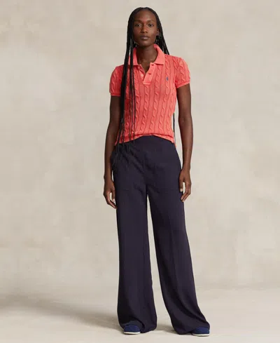 Polo Ralph Lauren Braided Cable Knit Polo Shirt In Red
