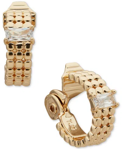 Anne Klein Gold-tone Baguette C Hoop Comfort Clip On Earrings