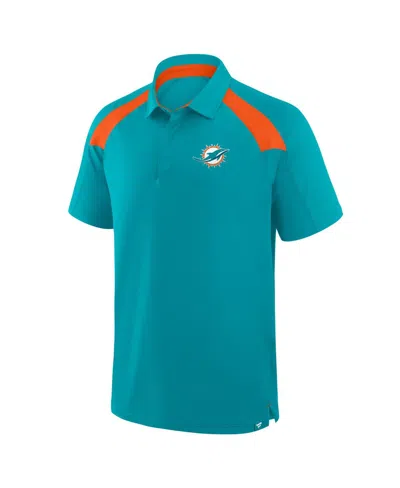 Fanatics Men'sâ Aqua Miami Dolphins Back Around Raglan Polo Shirt In Blue