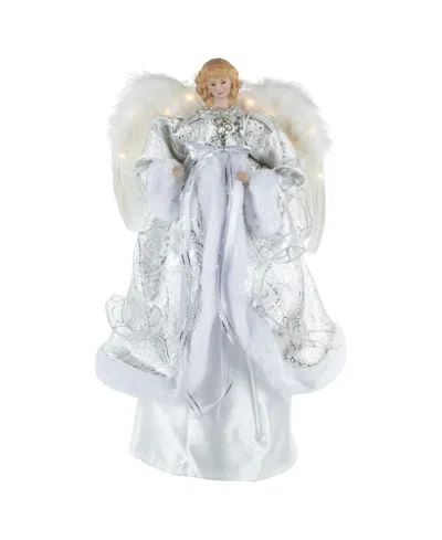 Northlight 18" Lighted Angel In A Dress Christmas Tree Topper In Gray