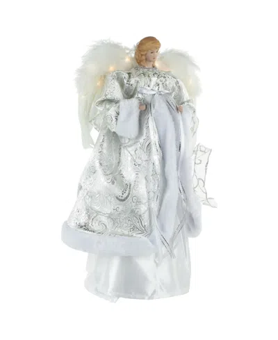 Northlight 18" Lighted Angel In A Dress Christmas Tree Topper In Gray