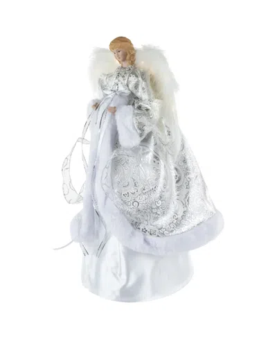 Northlight 18" Lighted Angel In A Dress Christmas Tree Topper In Gray