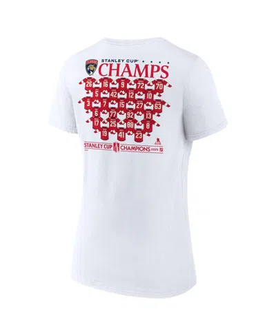 Fanatics Women's White Florida Panthers 2025 Stanley Cup Champions Jersey Roster V-neck T-shirt In White