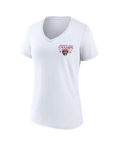 Fanatics Women's White Florida Panthers 2025 Stanley Cup Champions Jersey Roster V-neck T-shirt In White