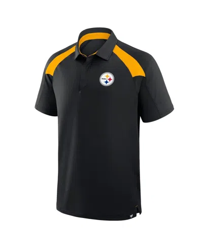 Fanatics Men'sâ Black Pittsburgh Steelers Back Around Raglan Polo Shirt In Black