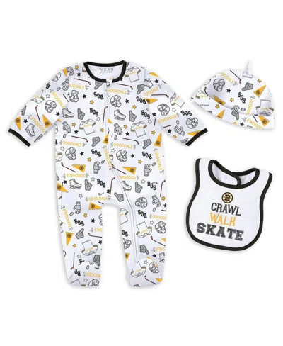 Wear By Erin Andrews Baby Boys And Girls Boston Bruins Sleep And Play Sleeper With Bib Set In White