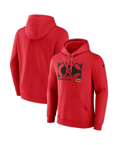 Fanatics Men's Red Chicago Blackhawks Fleece Pullover Hoodie In Red