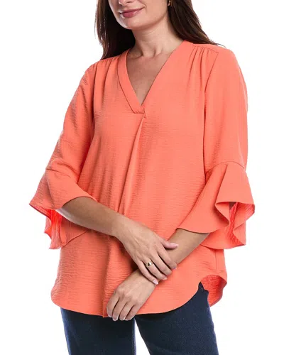 Jones New York Ls Y Neck Blouse W Flutter Sleeves