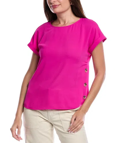 Jones New York Women's Crewneck Short-sleeve Button-trim Top In Pink