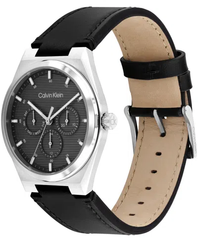 Calvin Klein Men's Black Leather Strap Watch, 39mm