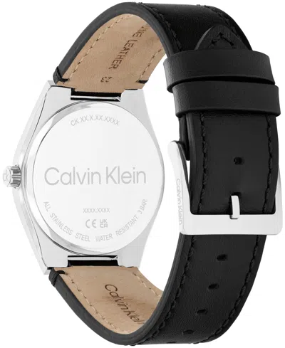 Calvin Klein Men's Black Leather Strap Watch, 39mm