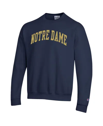 Champion Men's  Navy Michigan Wolverines Arch Reverse Weave Pullover Sweatshirt In Black